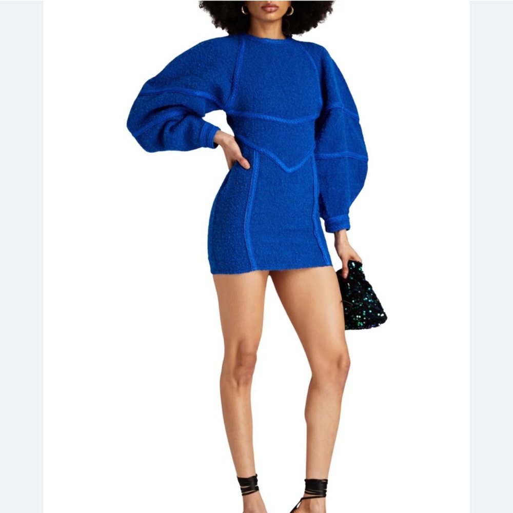 NWT ROTATE cobalt blue Darleena mini dress in blue tattoo, size EU 34/US 2
